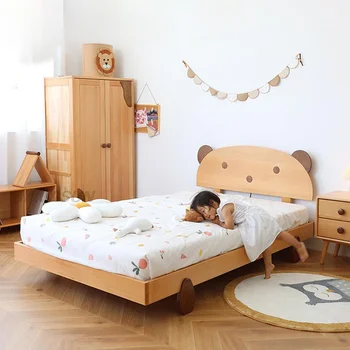 Dječji krevet sa cartoonish uzorkom, Medvjed, luksuzne krevete dječji krevet, бревенчатая spavaća soba, Camas De Dormitorio, namještaj za dom