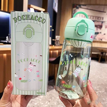 Kawaii Sanrio Izravna Čaša za Vodu za Piće Hello Kittys Pribor Slatka Crtani Anime Plastični Prijenosni Udoban Bubalo Igračka za Djevojčice Poklon