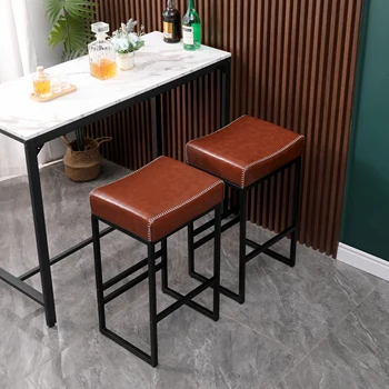 Set od 2 барных stolice Moderne blagovaona stolice od umjetne kože s metalnim nogama Barske stolice za ručavanje i dnevni boravak