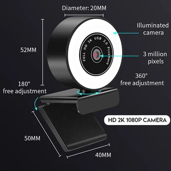 Web kamera USB LED računalni skladište Podesiva bijela 5500K video web kamera sa mikrofonom 2K