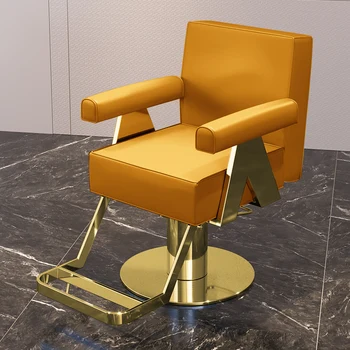 Zlatna stolica za kozmetički salon, Stylist, zaokretni oslonac za noge, revolving frizerske stolice, namještaj za pedikuru, namještaj za frizerskom salonu MQ50BC