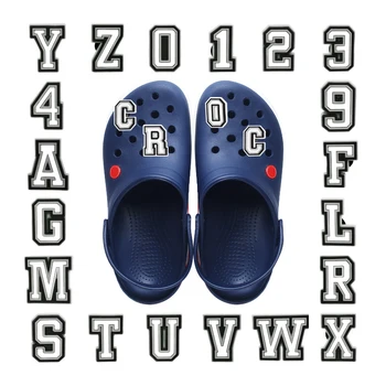1 kom. hot black bijela slova i brojke PVC privjesci za cipele od krokodilske kože na red, ukras u obliku krokodila, poklon od krokodila na veliko