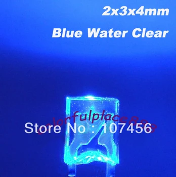 100pc 2x3x4 mm Ultra plava svijetlo plava voda prozirna leća led žarulje novi