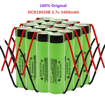 10шт 100% Originalni 18650 bateriju 3400 mah 3,7 U litij baterija NCR18650B 3400 mah Pogodan za svjetiljku baterija + DIY žica