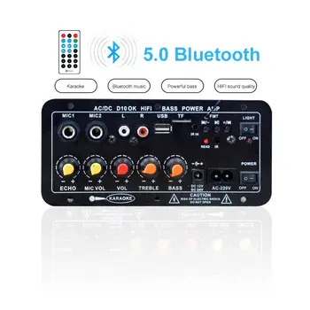 120 W AC 220 v 12 v/24 v Digitalni Bluetooth Stereo Pojačalo Odbora Subwoofer Dvostruki Mikrofon Karaoke Pojačala Za 8-12 Cm Zvučnik