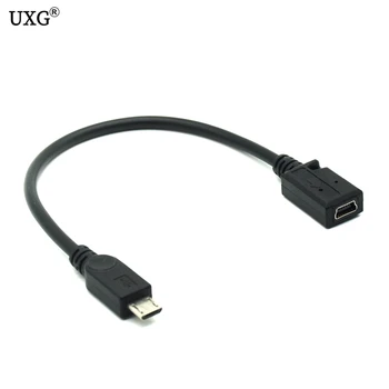 15 cm Priključak Mini USB priključak za spajanje na Micro USB priključak kabel za sinkronizaciju i punjenje, kratki kabel za telefoni MP3 MP4 crne boje