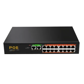 16-port 100 m + 2-port gigabit switch POE LAN Switching HUB Adapter unmanaged switch zidni utikač SAD