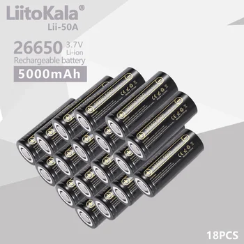 18ШТ LiitoKala velikog Kapaciteta 26650 5000 mah 3,7 U Litij-ion Punjiva Baterija 26650-50A baterije za Svjetiljku 20A novo pakiranje