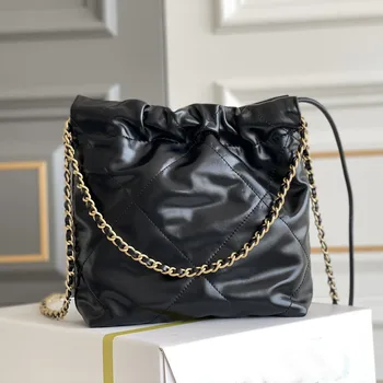 2023 Moderan luksuzni dizajnersku torbu-тоут od prave kože i velikog kapaciteta, torba-тоут s rešetki-dijamant i lancem preko ramena