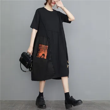 2023 Novi dolazak, kratke hlače u japanskom stilu, rukav u patchwork stilu, tamno-crno prekrasna ljetna haljina za djevojčice, moderan donje svakodnevno haljina midi
