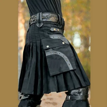 2023 Novi muški Tradicionalni kilt suknja u шотландскую kavez Metalne klasični retro tradicionalne suknje