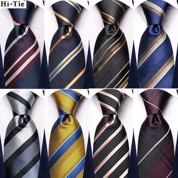 2023 Novi prugasta, smeđa i crna dizajn kravata Hi-Tie, poklon kravate za muškarce, modni brand, kravatu za svadbene zurke, ručni manžete, izravna dostava