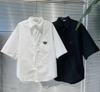 2023 Proljeće-ljeto novi polo majica s urezima Unisex moda slobodna prozračna košulja kratkih rukava, jakna, bijela, crna, visoka kvaliteta