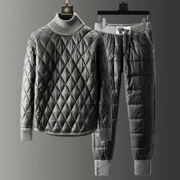 2023 Zimski high-end пуховый pamuk ca pulover s visokim воротом, muški modni pulover, toplo trend iz dva predmeta