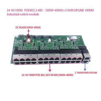 24 portni switch 10/100 M POE 48 (300 W-400 W) 802.3 AT/AF s modulom preklopnik 2 luka NVR uzlaznoj vezi 1000 M