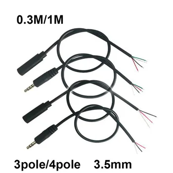 3,5 mm 3-Polni 4-Pinski Konektor za Core Male Female aux Priključak 0,3 M 1 M Audio Produžni Kabel, Aux Head Line 3,5 mm Stereo Audio Kabel DIY L1