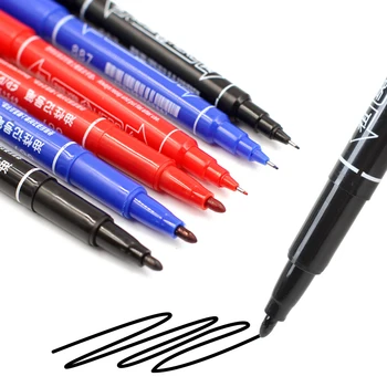 3 kom./compl. marker s dvostrukim vrhom 0,5 /1,0 mm, vodootporan, crna, plava, crvena, mastan, marker za crtanje manga, olovke, studentski školskog pribora