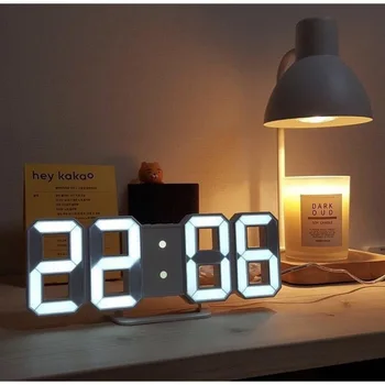 3D digitalni sat LED USB Višenamjenski pametni moderne datum Temperatura vrijeme Društvene zidni Podesivi elektronski sat