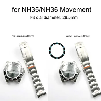 44 mm Kućište sati + remen za mehanizam NH35 /NH36 Modificirani trup Remen za sat Mehanički pribor za sati