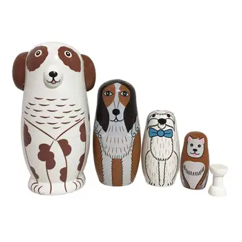 5 lutke-вложенок sa željama, dizajn psa, tradicionalni garden ring, ruska lutka na Uskrs, rođendan, uredski kolekcija nakita