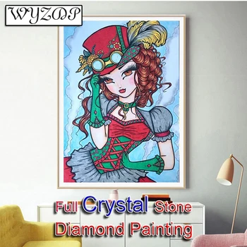 5d Diy Slika s кристалалми i kristali, crtani djevojka, cijeli je trg mozaik setovi za vez križić, Diamond Art AB Home Decor 20230841