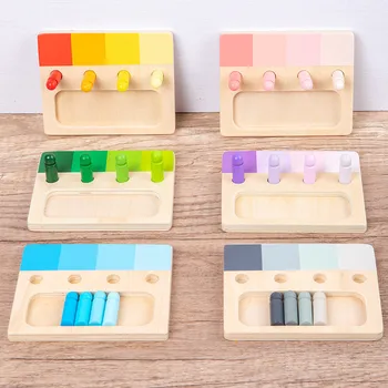 6 kompleta drvene igračke Montessori, boja kognitivna glačanje, 24 boji umetanje, sustav percepcije, edukativne igre, dječje razvija igračka