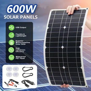 600W18V Prijenosni Solarni Panel Power Bank, Set Solarnih Baterija 12V Kontroler Solarne Baterije Za Dom/Kampiranje/RV/Auto Brzi Punjač