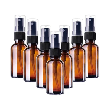 7шт 30 ml amber staklena boca-raspršivač s pištoljem sitne magle Prazan višekratnu upotrebu kozmetičke bočice-kontejner za eteričnog ulja