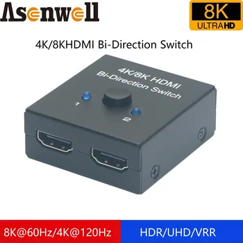 8K HDMI двухнаправленный prekidač 2X1 HDMI 2.1 Prekidač 2 1 Izlaz 1 Izlaz 2 8K @ 60Hz 4K120Hz 1080P 2160P HDR UHD VRR ALLM za PS5 XBOX