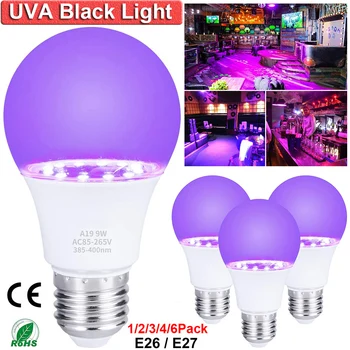 9 W UV LED Blulb E26 E27 Blacklight Lampa UVA Razinu 395-400nm Crna Lampa Na Halloween Večer Fluorescentno Plakat Neonske Ukras