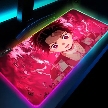 Anime lik Led podloga Za Miša Stolni Mat Kimetsu No Yaiba Postavljanje Podnoj S pozadinskim Osvjetljenjem Gamer RGB Led Atmosferske Lampa Sjaj podloge Za Miša RGB