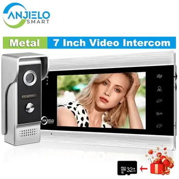 Anjielo 7-inčni home video interfon za apartman vrata zvona, skladište za otključavanje žičani видеофона, detekcija pokreta, zaštita sigurnost