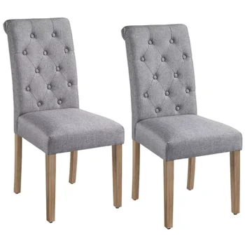 Blagovaona stolice Parson s sedrenih presvlake i visokim naslonom za leđa, Komplet od 2 predmeta, Siva