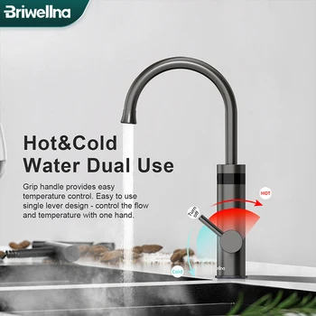 Briwellna Instant slavinu za toplu vodu Gunmetal Grey Električni slavina za kuhinju 220 protok grijač Ventil Električni bojler