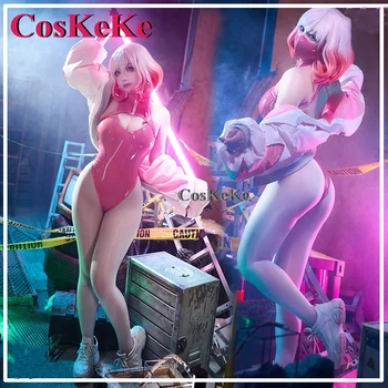 CosKeKe LUNA, odijelo anime za косплея, slatka, elegantno, seksi tijelo, ružičasto-bijela uniforma, umjetna koža, odjeća za role-playing igara na Noć vještica