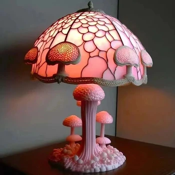 Creative lampe s šarene biljke, šaren noćni lampe od smole, dekorativna svjetiljka u obliku cvijeta gljiva, retro-atmosferske lampa 2023