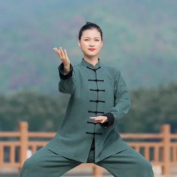 Debela zimska uniforma taiji, odjeća za kung-fu, muška lanena odjeća za vježbanje borilačkih vještina, ženska odjeća za vježbanje Wu-Shu, sportski komplet