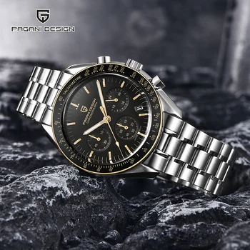 Dizajn PAGANI Mens Moon Top Luksuzni chronograph od nehrđajućeg čelika, Vodootporan sportski kvarcni satovi za muškarce Reloj Hombre 2023