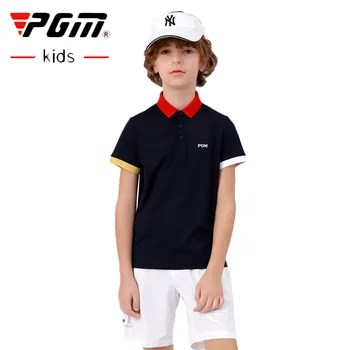 Dječja majica za golf PGM, golf odjeća za dječake, быстросохнущие majice za golf za djecu, ljetna prozračna obrazac za golf s kratkim rukavima