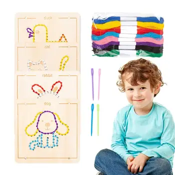 Drvene slagalice, kartice za-uvezivanje, igračke za narezivanje navoja, odbor za šivanje Montessori za rano učenje malu djecu, edukativne igračke za fine motorike
