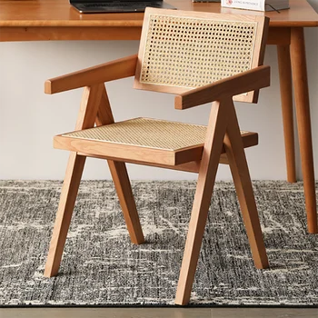 Drvene stolice od ratana Skandinavski blagovaonica drveni minimalistički stolica ergonomskog dizajna Moderna soba za opuštanje Ležaljke za unutrašnjost kućanskih predmeta