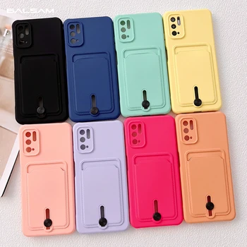 Držač Utora za kartice Mekana Silikonska Torbica za Xiaomi Mi 11 Lite 11i 10T POCO F3 M3 X3 NFC Redmi Note 11 10 9S K40 Pro 9T Torbica-novčanik