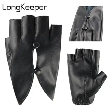 Duge ženske kožne rukavice s полупальцами, jesensko-zimske crne rukavice za plesnih predstava, nove rukavice, trendy ženske rukavice