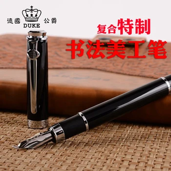 Duke, luksuzno crna i srebrna zakrivljeni pero od karbonskih vlakana, kaligrafija i nalivpero, pero M za pisanje, olovka GF009