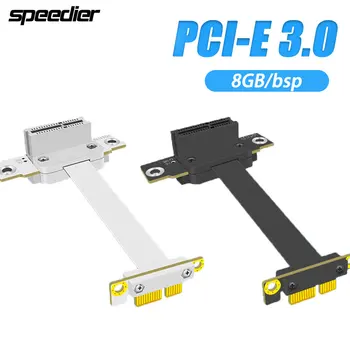 Dvostruki produžetak PCIe 3.0 X1-X1 pod pravim kutom od 90 Stupnjeva, Bijeli velike brzine PCI Express 8G/bps, 1x Riser Card, Tape Produžni kabel