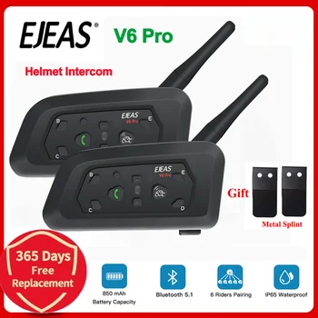 EJEAS V6 PRO Bluetooth 5.1 slušalice interne komunikacije za moto kaciga sa sobe za sastanke uređaja na 1200 m za 6 trkača vodootporna