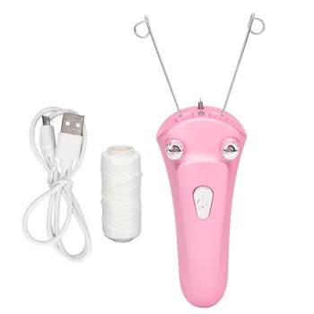 Električni epilator za uklanjanje dlaka s navojem za osobe led USB punjiva bežični automatski epilator s pamuk konac pink