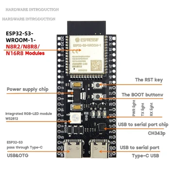 ESP32-S3-DevKit C naknada za razvoj N16R8 WiFi + Bluetooth 2-funkcionalni mikrokontroler za Arduino-M76A