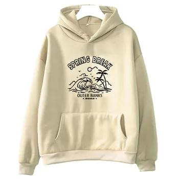 Estetska majica Outer Banks Pogue Life s kapuljačom, ženska sportska odjeća s likovima iz crtića, majica za parove, jesen/zima, moderan dizajn s po cijeloj površini