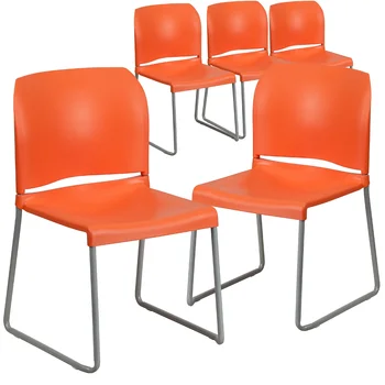 Flash namještaj 5 komada serije HERCULES težine 880 funti Prostran narančaste stolice s punim naslonom za leđa i каркасным osnova, prekrivene sivom bojom u prahu